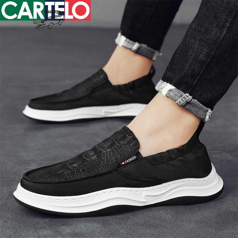 鳄鱼cartelo新款一脚蹬时尚休闲鞋男士潮流板鞋百搭懒人鞋帆布鞋男鞋