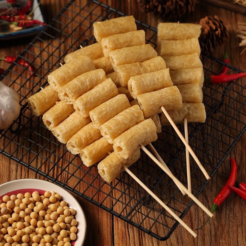 带竹签100串素肠豆制品干货人造肉豆肠豆棍干货素鸡肠火锅麻辣烫卤菜
