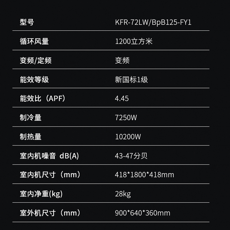 澳柯玛3匹新1级能效变频空调圆柜机 家用冷暖柜机KFR-72LW/BpB125-FY1