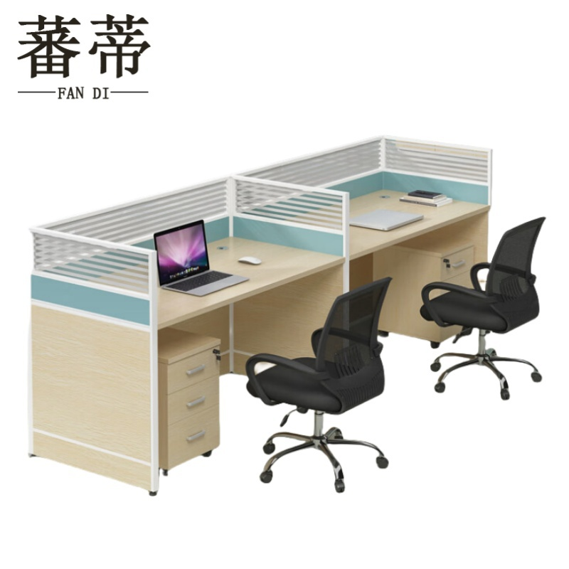 蕃蒂电脑桌双人位含柜椅台高清大图