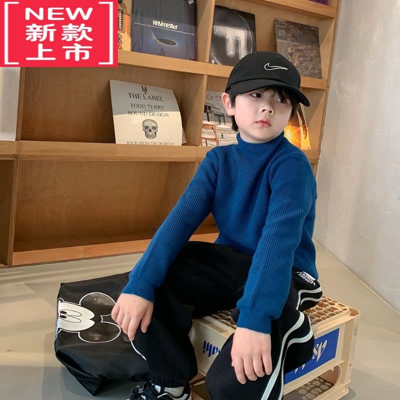 可莉允儿童秋冬装新款男童针织毛衣立领韩版中小童打底2022潮装图片
