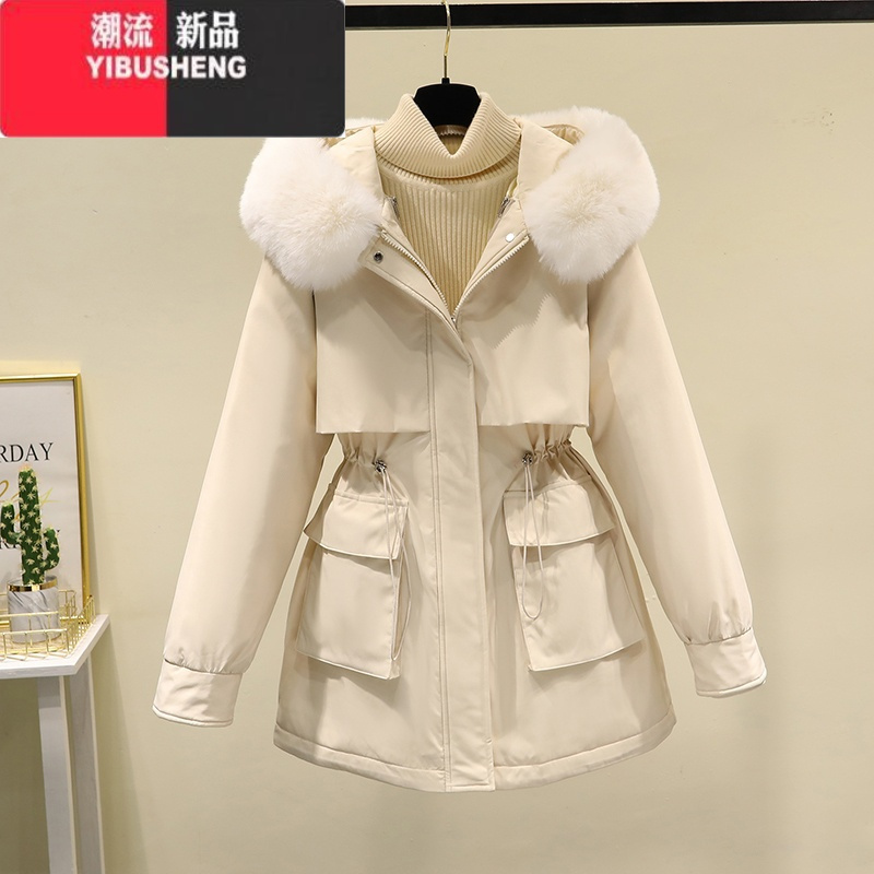 yibusheng派克服可拆卸羽绒棉衣女冬季加肥加大棉服韩版大毛领新款