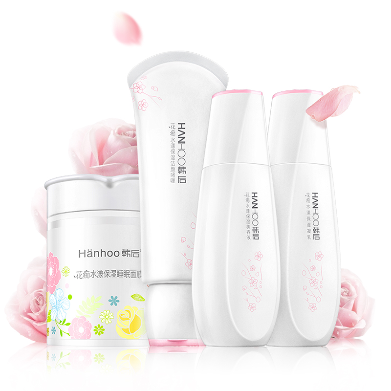 韩后花痴补水鲜润四件套(啫喱100g+美容液100ml+凝乳100m+睡眠面膜95g)