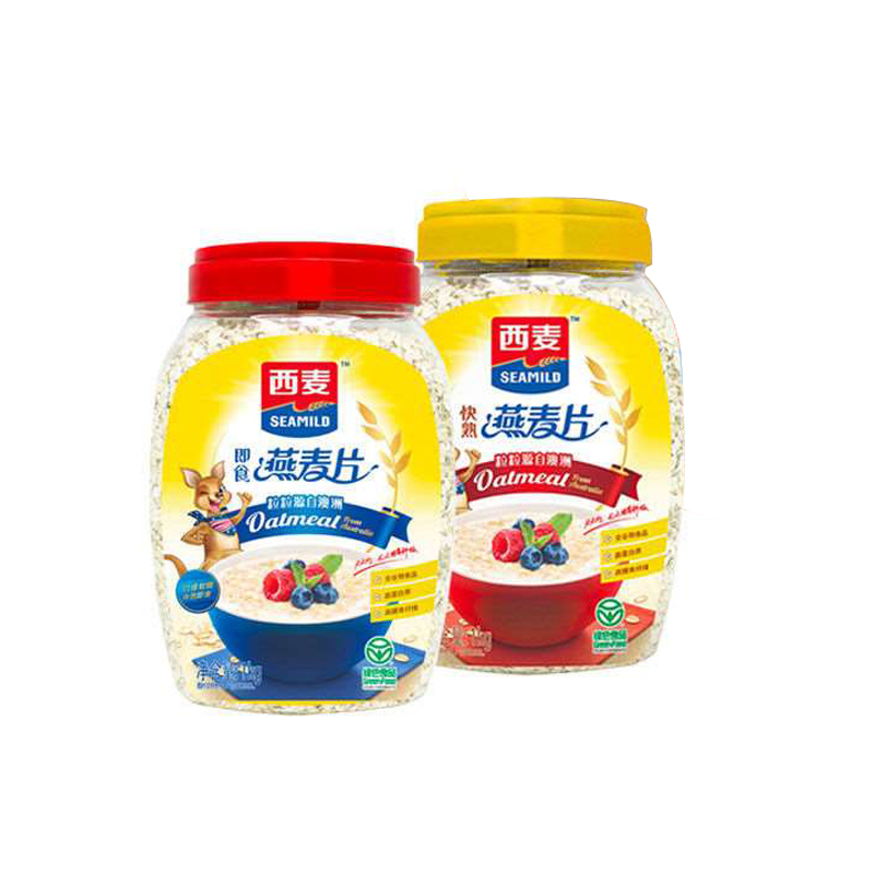 西麦原味黑麦纯燕麦片700g桶装即食快熟冲饮无蔗糖免煮早餐 散装