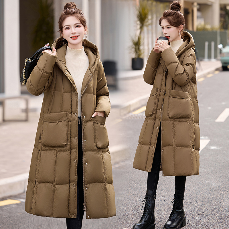 高端欧货羽绒服女冬季2024新款过膝90白鸭绒高级感加厚中长款保暖外时尚羽绒服秋冬新款宽松大码冬季羽绒服女女款加厚外套冬高清大图