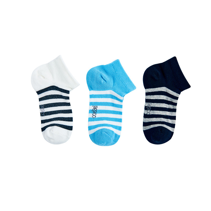 小猪班纳男女童夏季新款3双装条纹低筒袜