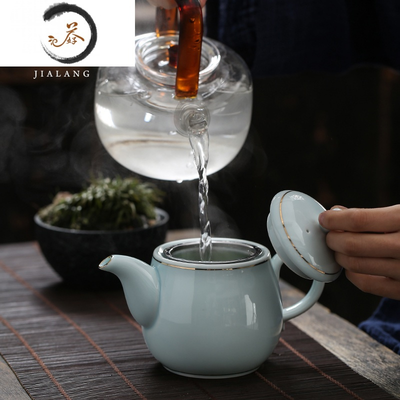 HAOYANGDAO 大容量带过滤网青瓷茶壶功夫茶具泡茶壶陶瓷家用花茶壶单壶