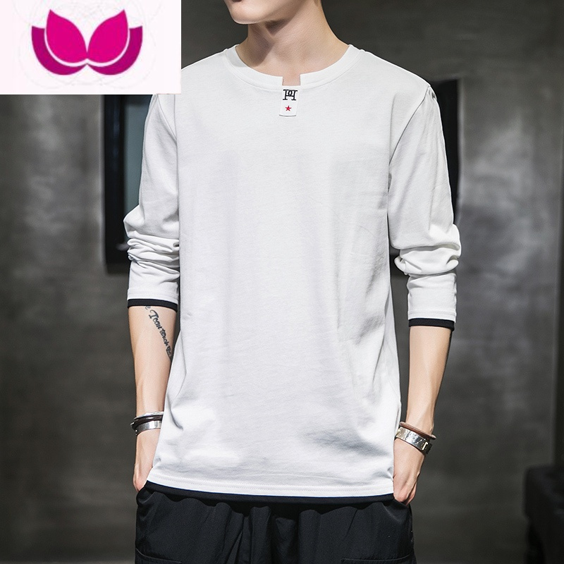 七斓长袖t恤男士韩版潮流宽松内搭打底衫圆领秋季卫衣男装