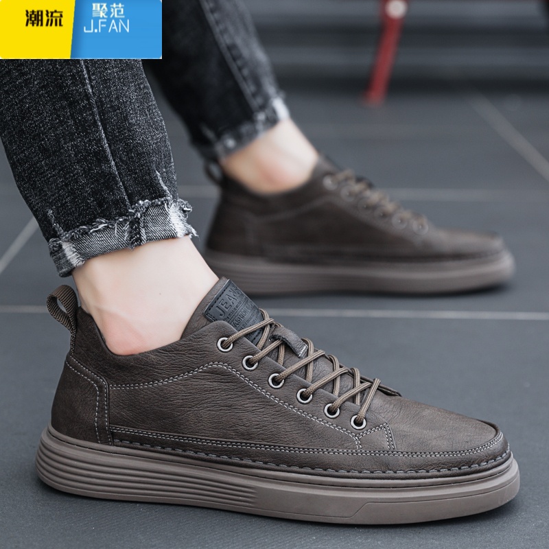 聚范男鞋2024新款夏季透气厨房防水防滑板鞋男士休闲皮鞋黑色工作劳保高清大图