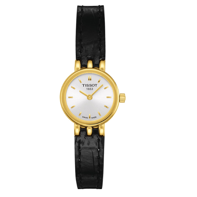 天梭(TISSOT)时尚系列真皮金框女士石英手表T058.009.36.031.00