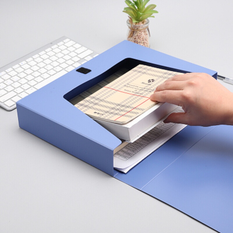 晨光(M&G)文具 经济型55mm档案盒(蓝)塑料文件收纳盒 自粘扣资料盒 整理盒 ADM95289 单个装高清大图