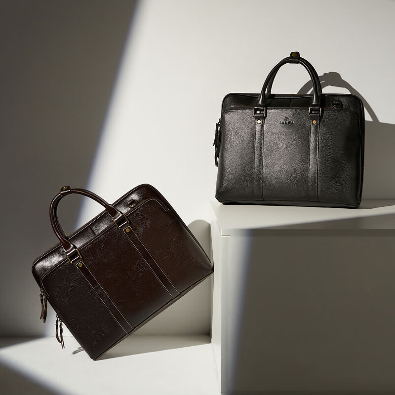 山业sanwasupplybagglc3bk进口真皮手提公文包男士头层牛皮雅致黑14