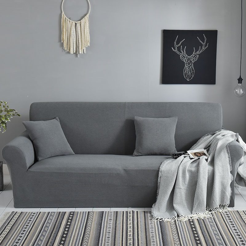 家柏饰(CORATED)弹力沙发套卍能套四季沙发垫现代简约客厅沙发罩防尘保护罩通用 银石灰 [150-190cm]左贵妃