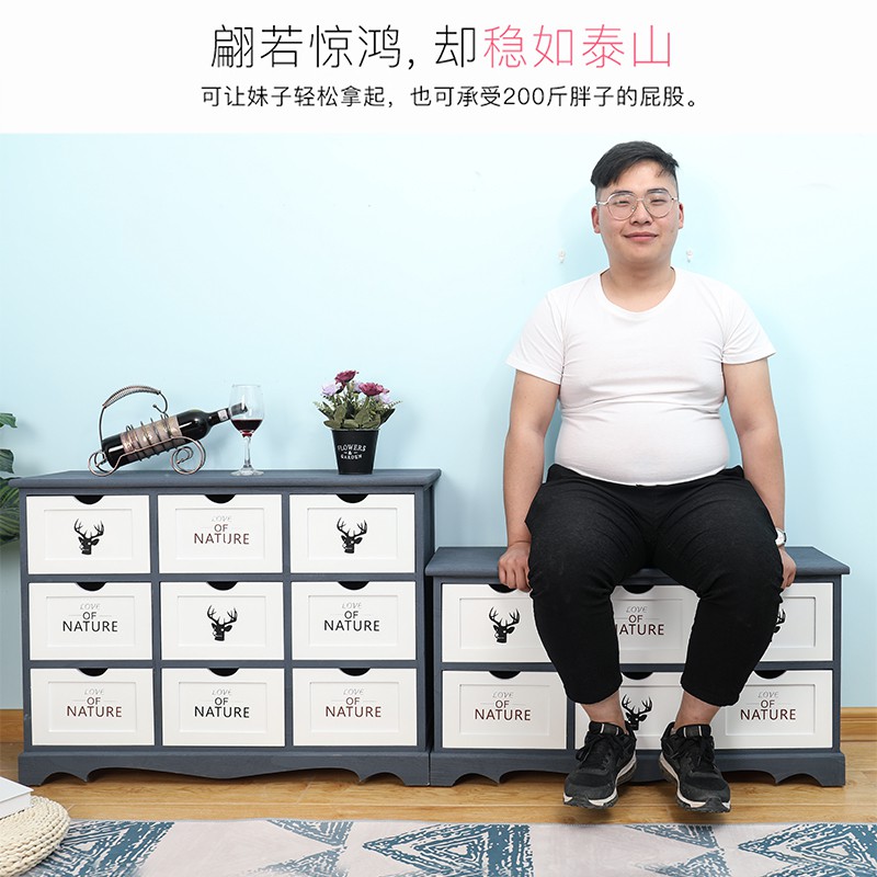 韩式田园实木白色藤编床头柜简易抽屉式卧室收纳小柜子储物整理柜 三维工匠收纳柜高清大图