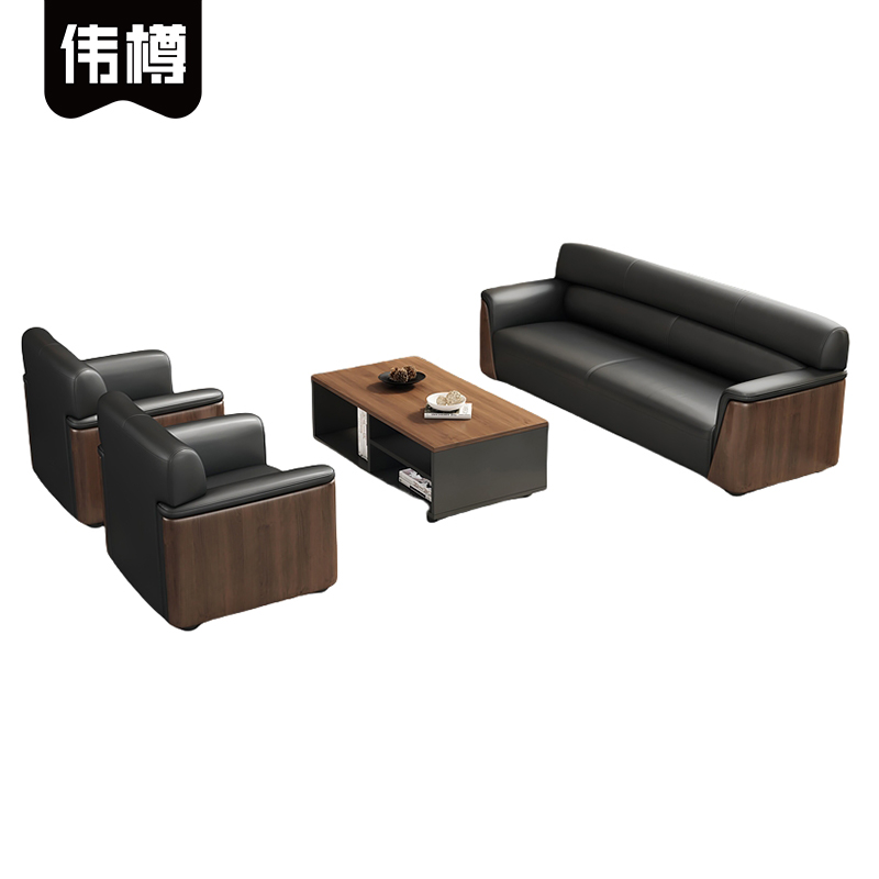 伟樽洽谈沙发单+单+三人位+茶几1200*600*450mm套高清大图