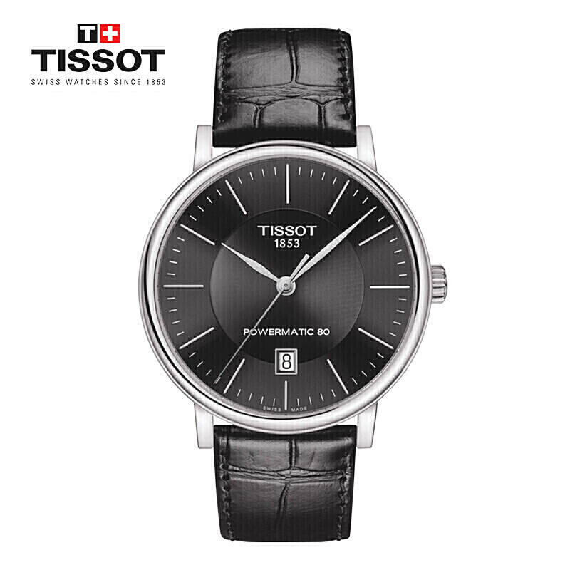 天梭(TISSOT)瑞士手表 卡森臻我系列皮带机械男士手表T122.407.16.051.00