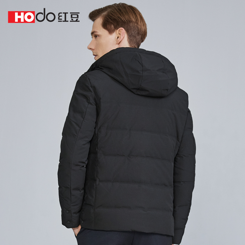 HODO红豆男装 男士羽绒服 2019冬季新款简约连帽加厚短款羽绒服外套男