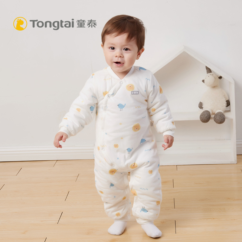 童泰(TONGTAI)冬款纯棉新生儿衣服婴儿偏开连体衣1-18月男女宝宝夹棉蝴蝶衣儿童棉服小童宝宝棉服
