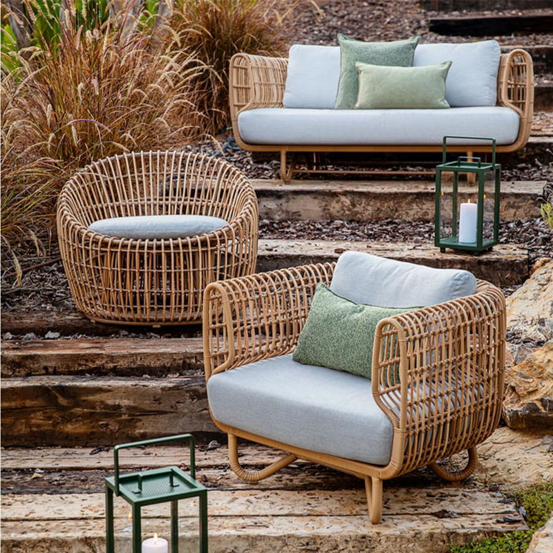 质凡户外沙发藤椅组合双人庭院花园露台室外休闲防雨防晒藤编民宿家具 单人沙发高清大图