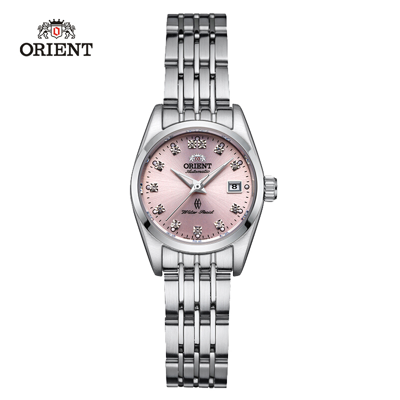 东方双狮(ORIENT)手表女全自动机械女表钢带镂空防水时尚女表送老婆送女友生日礼物 优雅粉SNR1U002Z0
