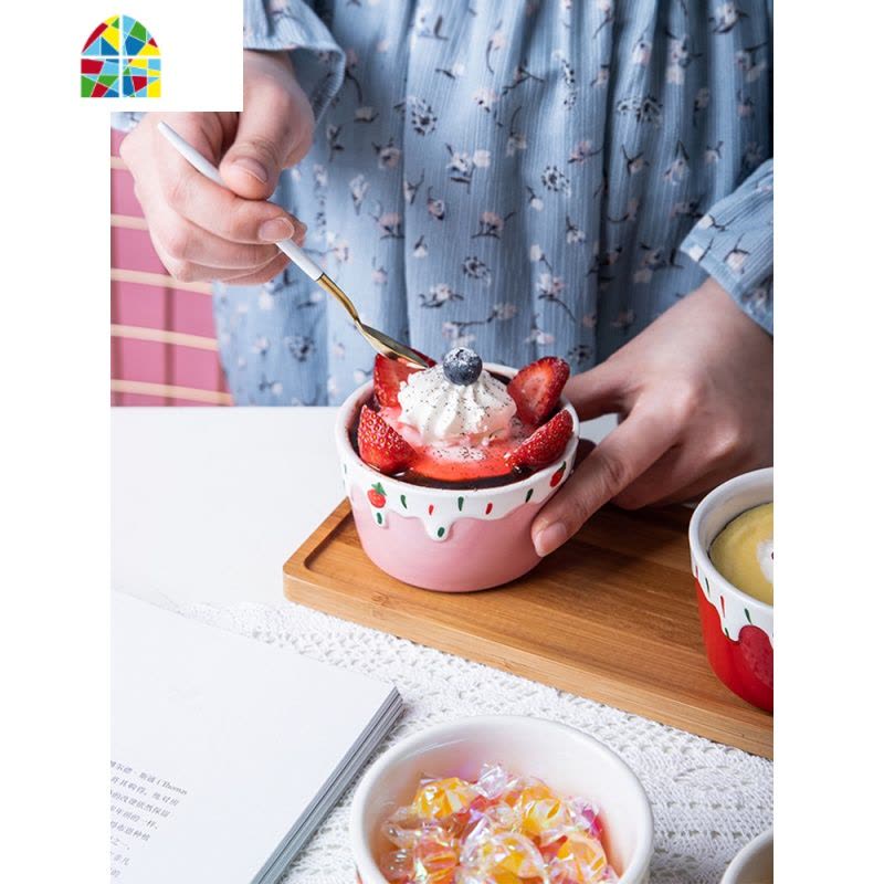 陶瓷创意舒芙蕾烤碗双皮奶甜品碗网红布丁杯蒸蛋糕碗烤箱餐具烤盅 FENGHOU 默认4色,自选色请备注图片