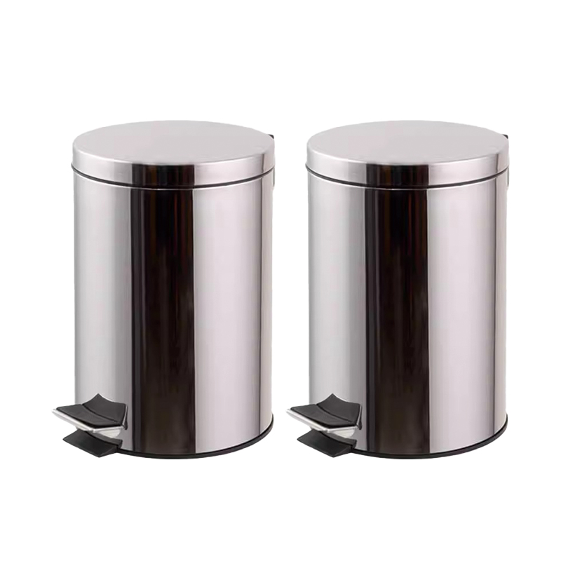 老房太太 垃圾桶 5升 21*28cm 不锈钢垃圾箱翻盖脚踏 办公室垃圾桶 卫生桶 L102/个高清大图