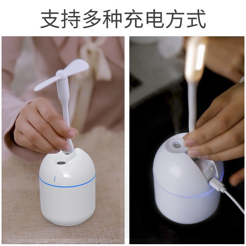 usb加湿器家用卧室迷你 学生大雾量静音空气加湿车载办公室香薰机|薄荷绿 加湿器+5棉棒+小风扇+柠檬精油
