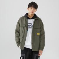 美特斯邦威工装牛仔夹克男新款冬季韩版仿羊羔绒衬衫男士外套