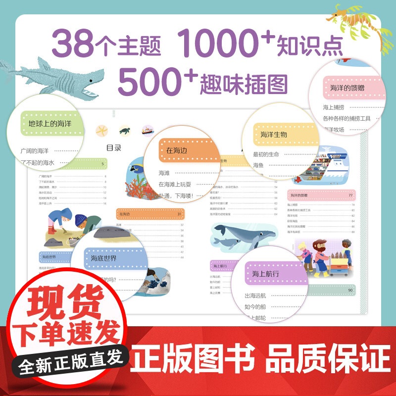 拉鲁斯海洋小百科 幼儿科普海洋知识百科全书 3-6岁认识世界从了解海洋开始 邂逅海洋生物和海底奇迹 自然地理历史科普读物高清大图
