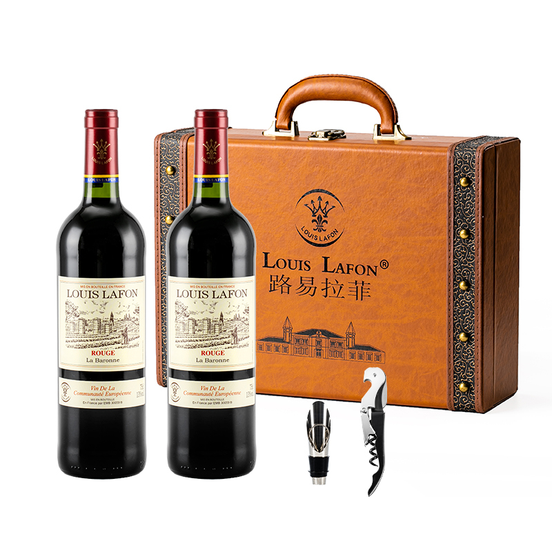 路易拉菲(LOUIS LAFON)男爵夫人干红葡萄酒 750ml 法国进口 双支礼盒装