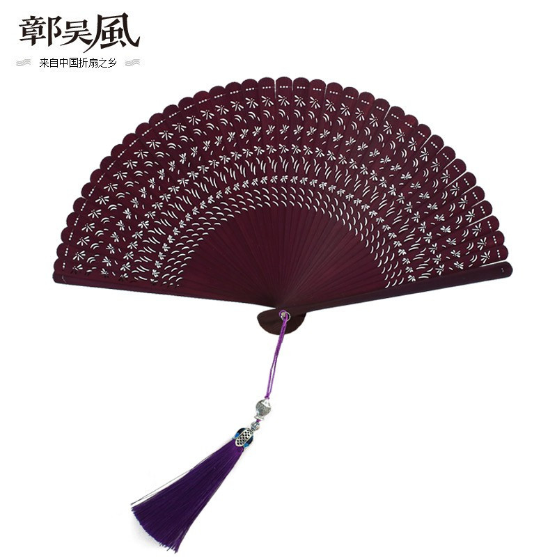 三维工匠降温用品手工扇子女古风折扇女式中国风礼品舞蹈扇日式和风小扇迷你旗袍扇三维工匠紫红色小蜻蜓 送扇套 价格图片品牌报价 苏宁易购大黄蜂家居专营店