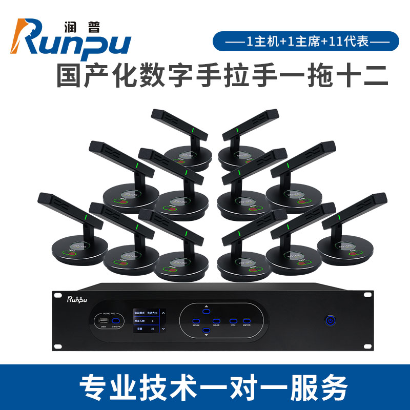 润普Runpu 国产化手拉手系统 RP-YS6850(1+12)专业有线手拉手麦克风话筒桌面鹅颈麦一拖十二