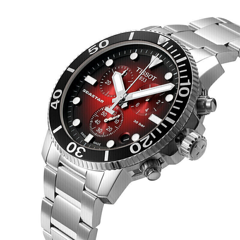 天梭tissot瑞士手表海星系列腕表钢带石英男表t1204171142100