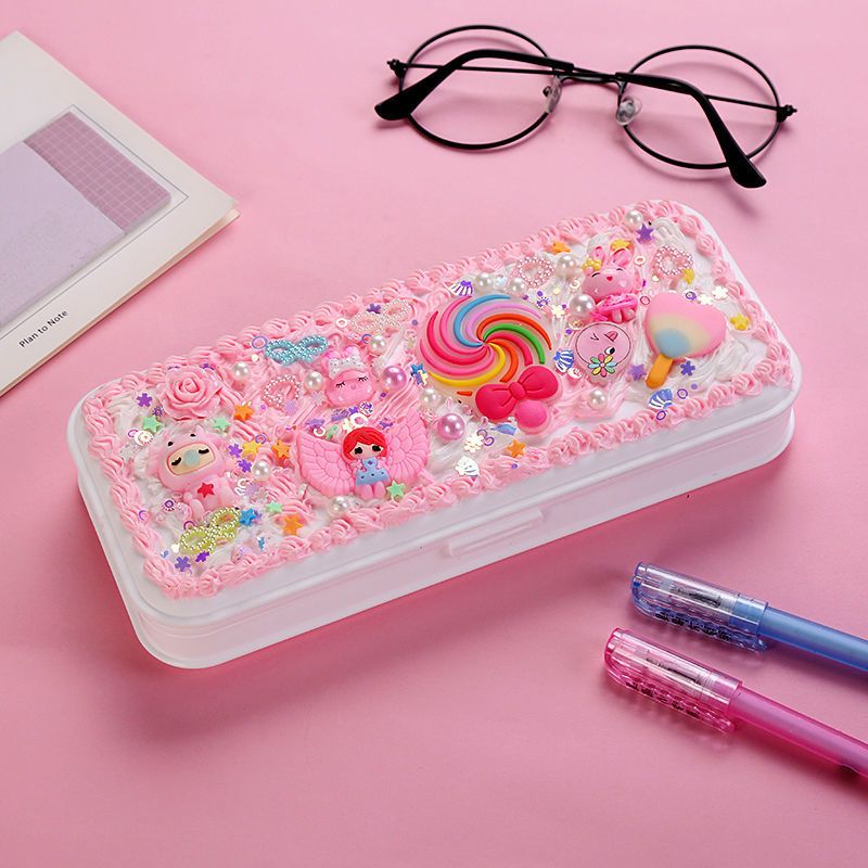 手工文具盒儿童diy奶油胶材料包新年创意礼物套装简洁款兰色10个配件