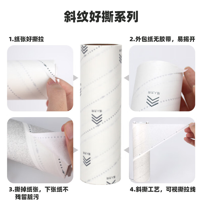 丽佳邦粘毛滚筒纸宠物毛发粘尘粘毛器卷纸 10cm新款斜纹好撕替换芯 90撕/卷高清大图