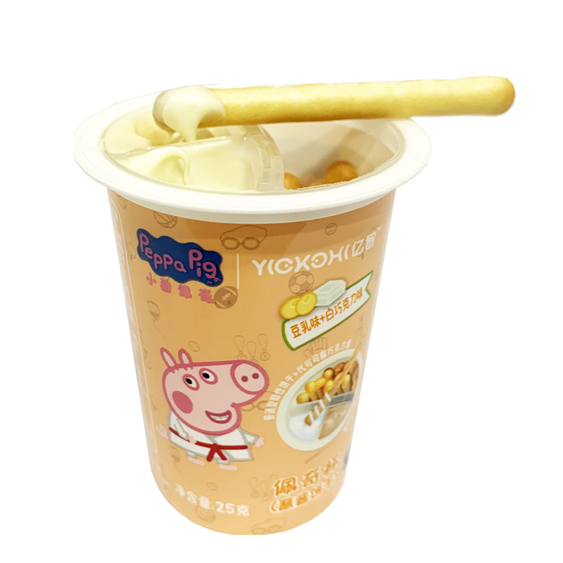 小猪佩奇PeppaPig蘸酱杯豆乳味+白巧克力 25克 双重美味儿童零食辅食 孕婴童饼干