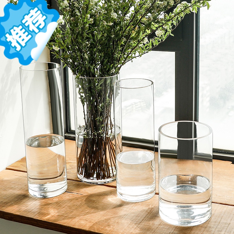 三维工匠玻璃透明花瓶马醉木银柳富贵竹北欧简约直筒高款大码摆件客厅插花口径12高35cm加厚透亮升级款 买家推荐 图片 高清实拍大图 苏宁易购