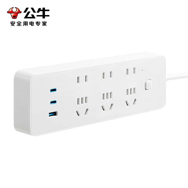 公牛(bull)GNV-U16733全长1.8m六插位插座67W快充接线板插排笔记本电脑插板多功能家用办公充电器高清大图