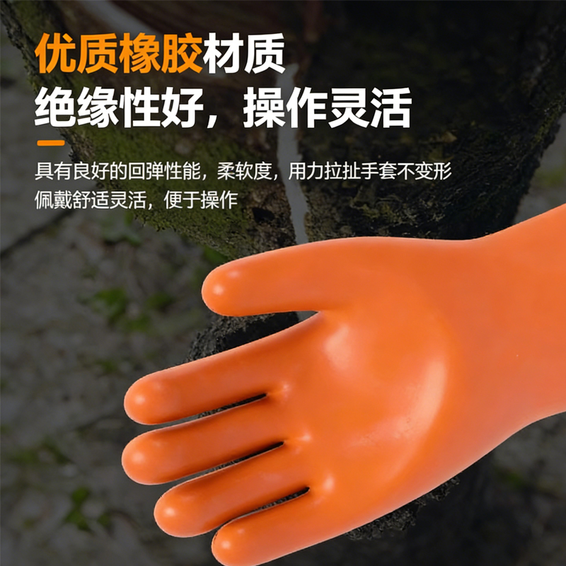 鲸麟极云 JL-5KV 绝缘手套手型款5KV绝缘劳保手套1双 均码 橡胶手套高清大图