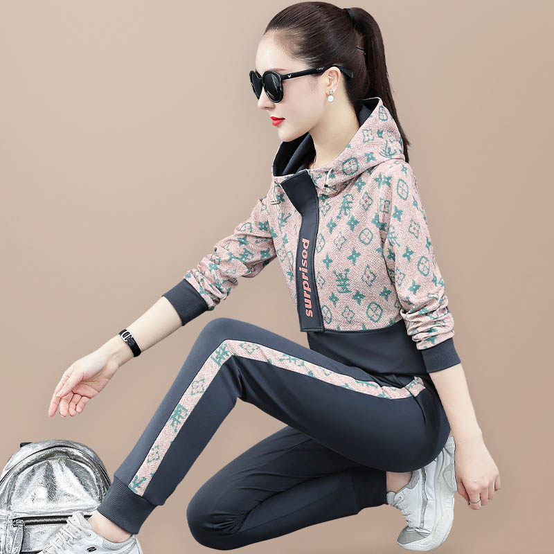 时尚卫衣套装运动服女季季运动套装女潮牌印花新款洋气减龄显瘦卫衣