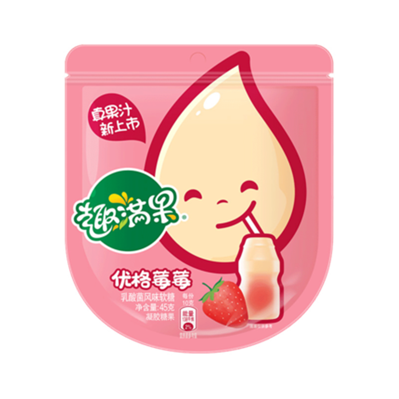 雀巢趣满果45g乳酸菌风味水果软糖即食白桃草莓味休闲零食小糖果 参数
