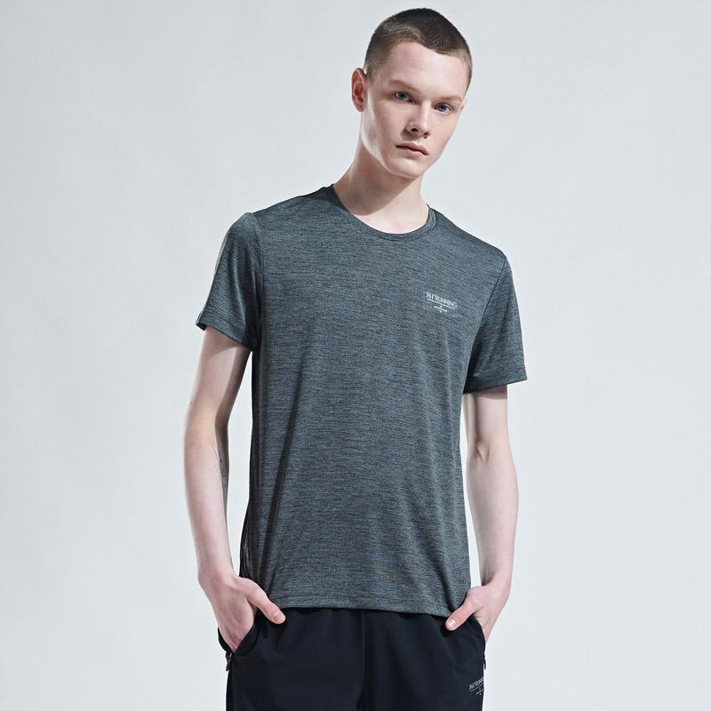 361度男装2019秋季圆领撞色短t恤男时尚运动短袖361透气运动t恤男