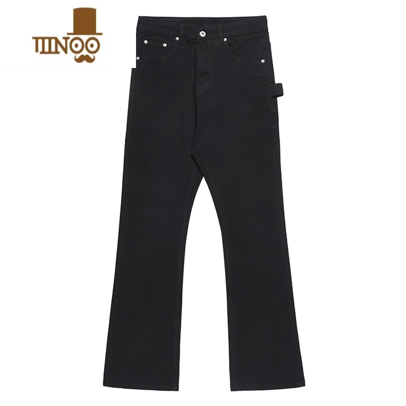 YANXU高街vibe微喇黑色牛仔裤男潮牌直筒显瘦美式百搭长裤cleanfit裤子高清大图