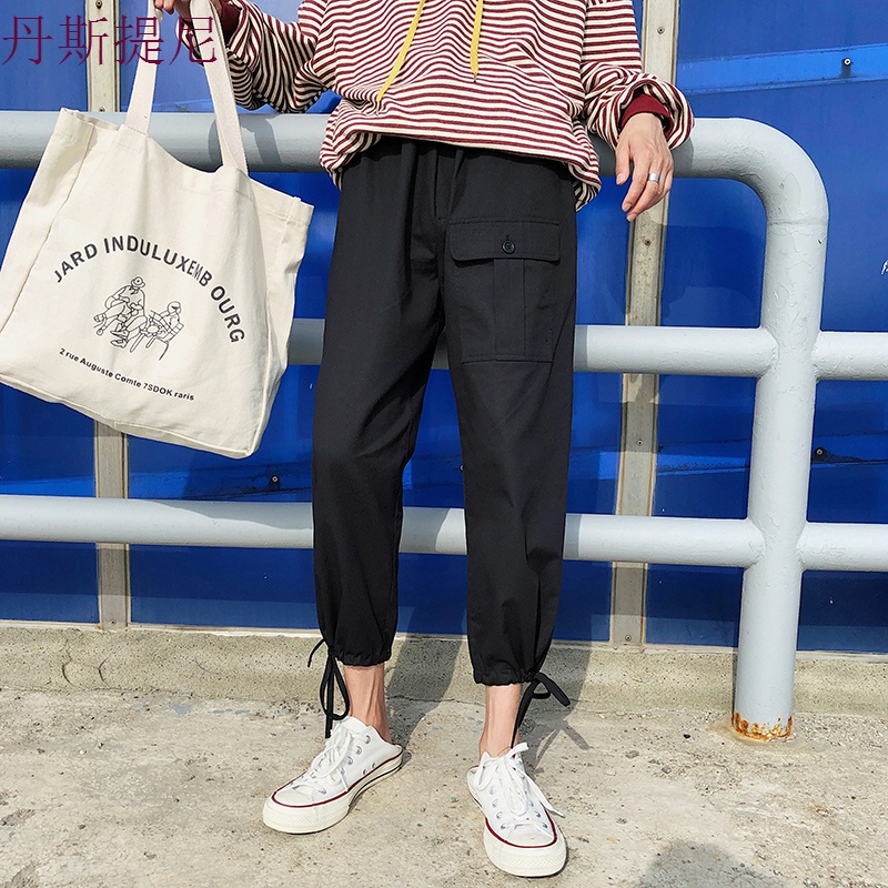 工装裤男裤子休闲裤夏季薄款韩版潮流九分裤宽松小脚裤新款运动裤