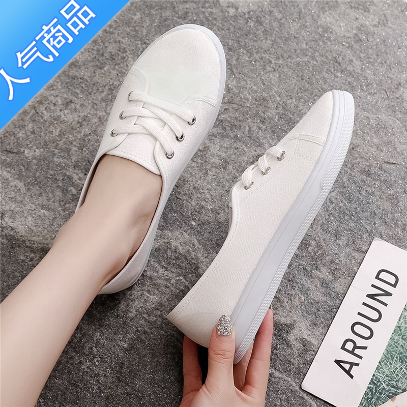 SUNTEK2023新款小白帆布女鞋板鞋ulzzang韩版百搭春秋季学生布鞋子高清大图