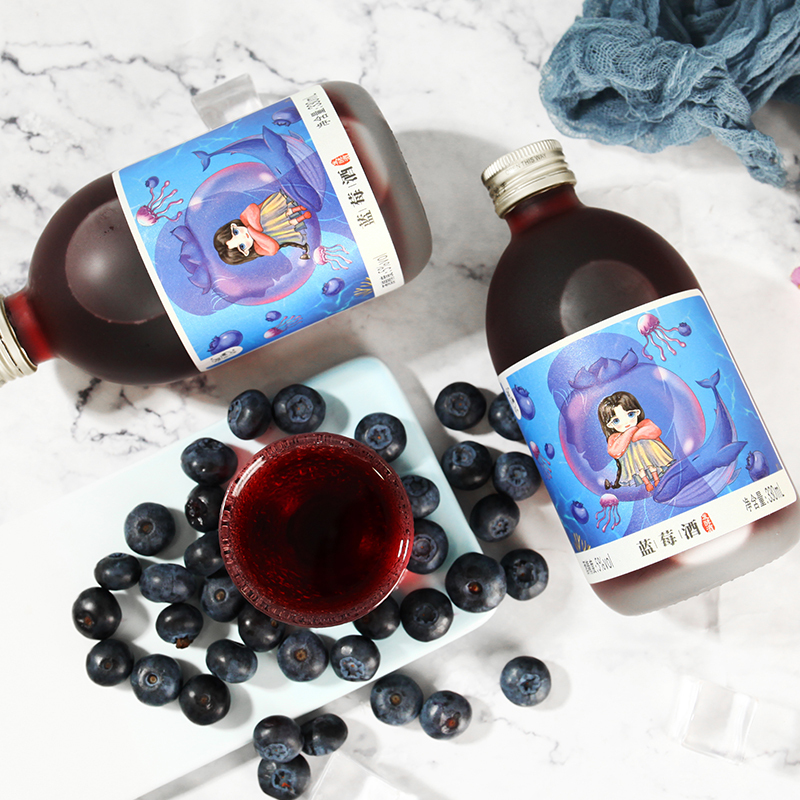 通明山 低度微醺网红高颜值水果酒 女士甜酒 蓝莓味果酒 5度 330ml*1瓶装
