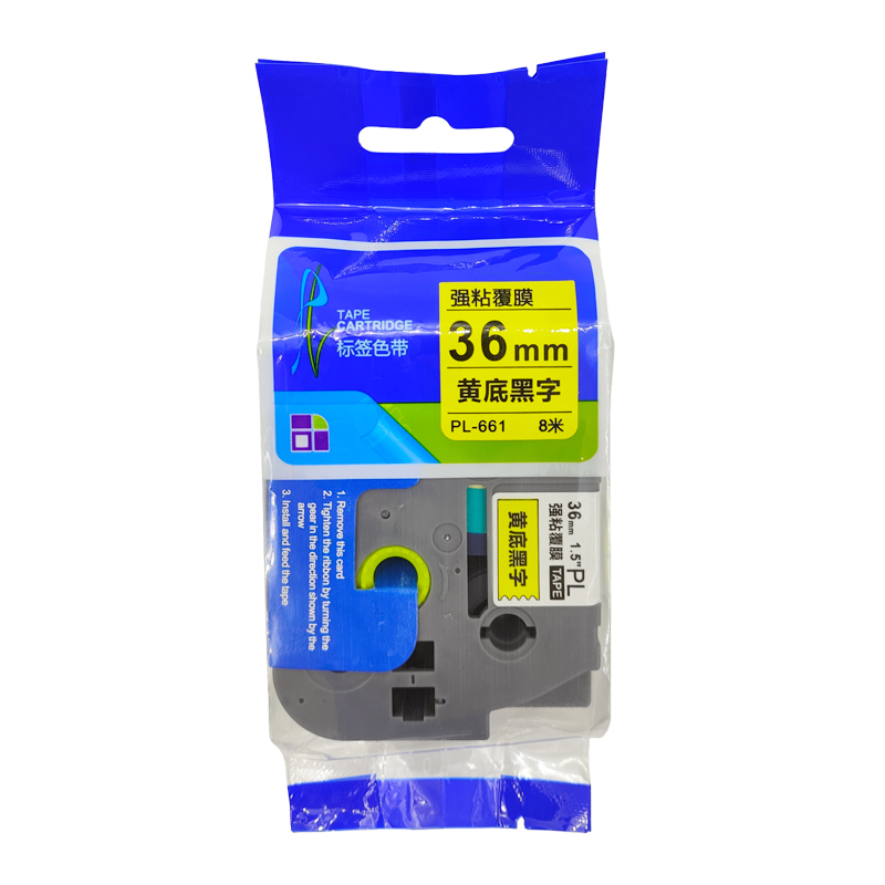 驰洛科 PL-661,36mmX8m,黄底黑字 标签色带(计价单位:个)黄色高清大图