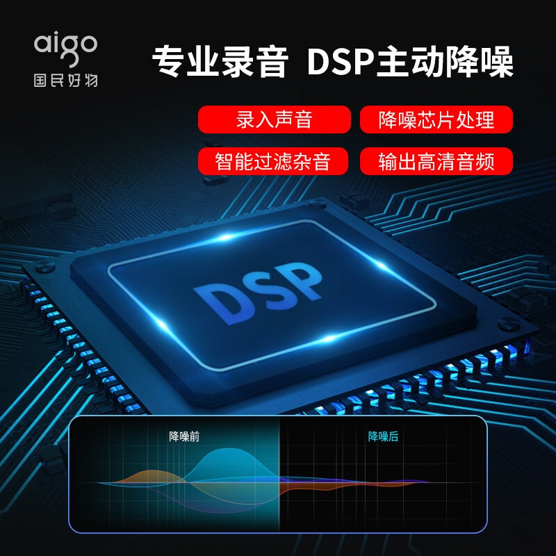 爱国者(AIGO)录音笔R6933 16G专业录音器一键录音设备微型 录音笔转文字会议记录神器 学习培训采访 炫黑