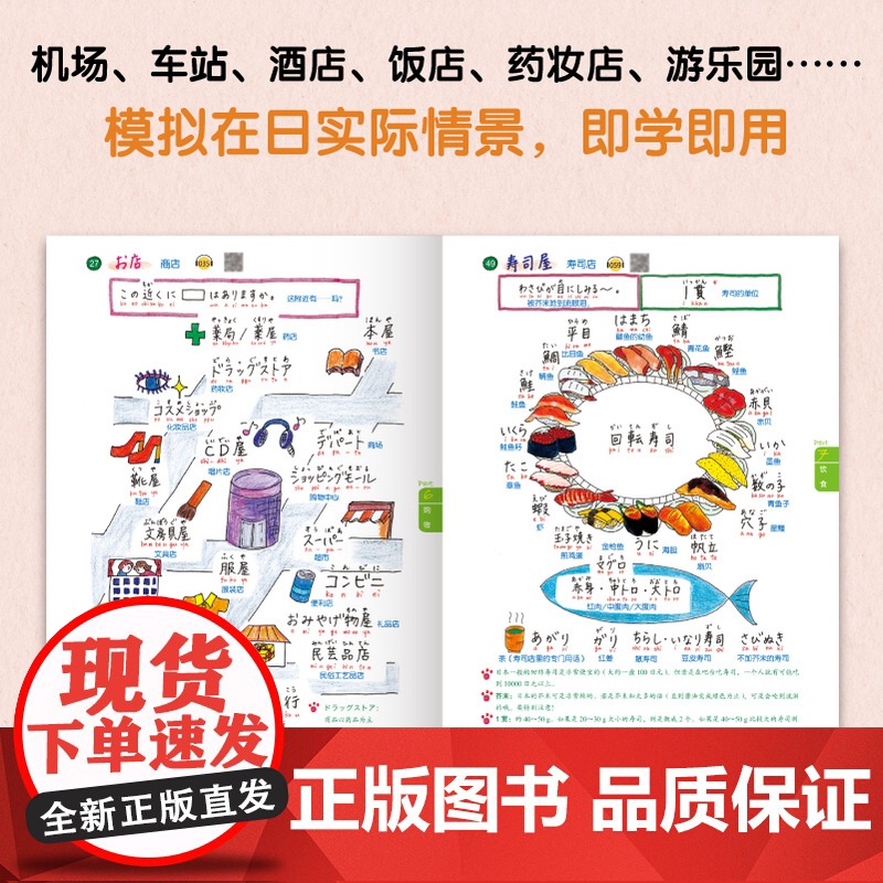 [新东方店]超简单手绘旅游日语 日本语口语 基础初级插图日语手绘书籍 赴日旅行初学者爱好者 朗读音频旅游资讯高清大图