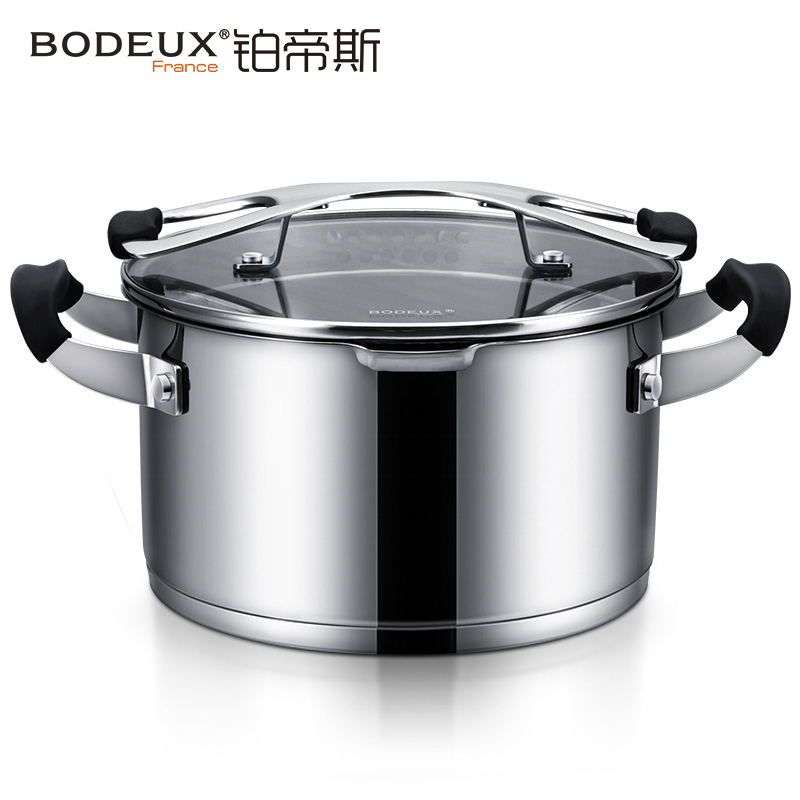 铂帝斯(BODEUX)金领结汤锅 304不锈钢滤水24cm汤锅沥水锅炉灶通用